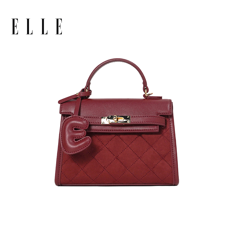 ELLE25年新款女士凯莉包七夕送礼清单简约刺绣潮流单肩包时尚轻奢
