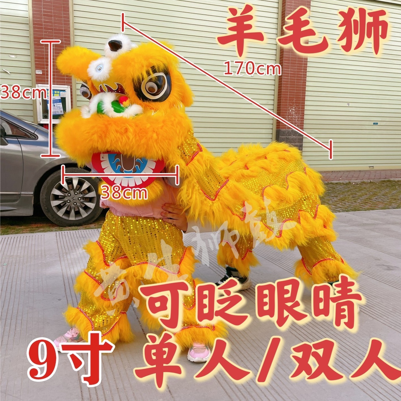 小狮子头舞狮头套装塑料儿童舞狮子醒狮南狮幼儿表演道具双人舞狮