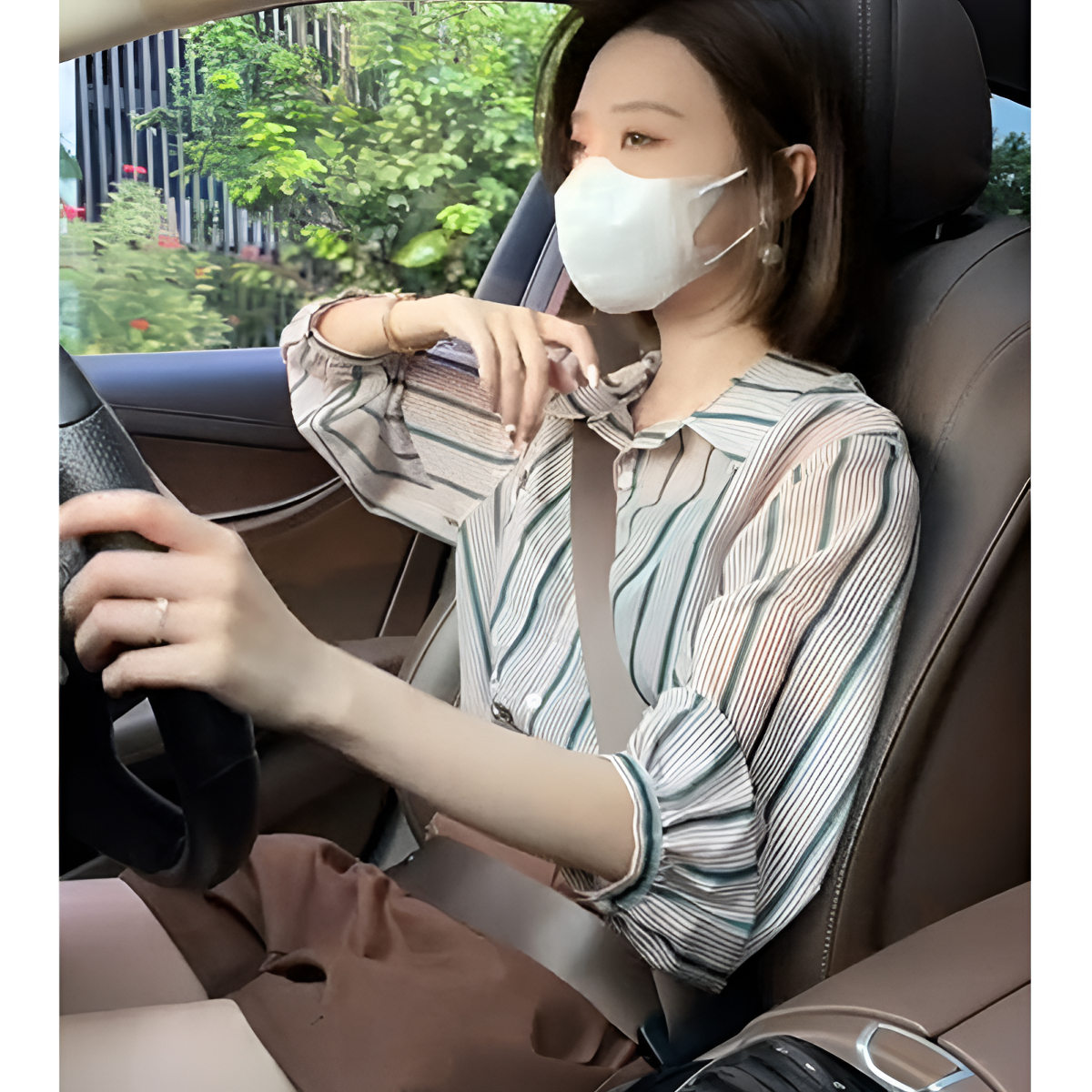 夏季条纹防晒衬衫女装中袖2024夏季新款高端休闲短袖雪纺上衣爆款