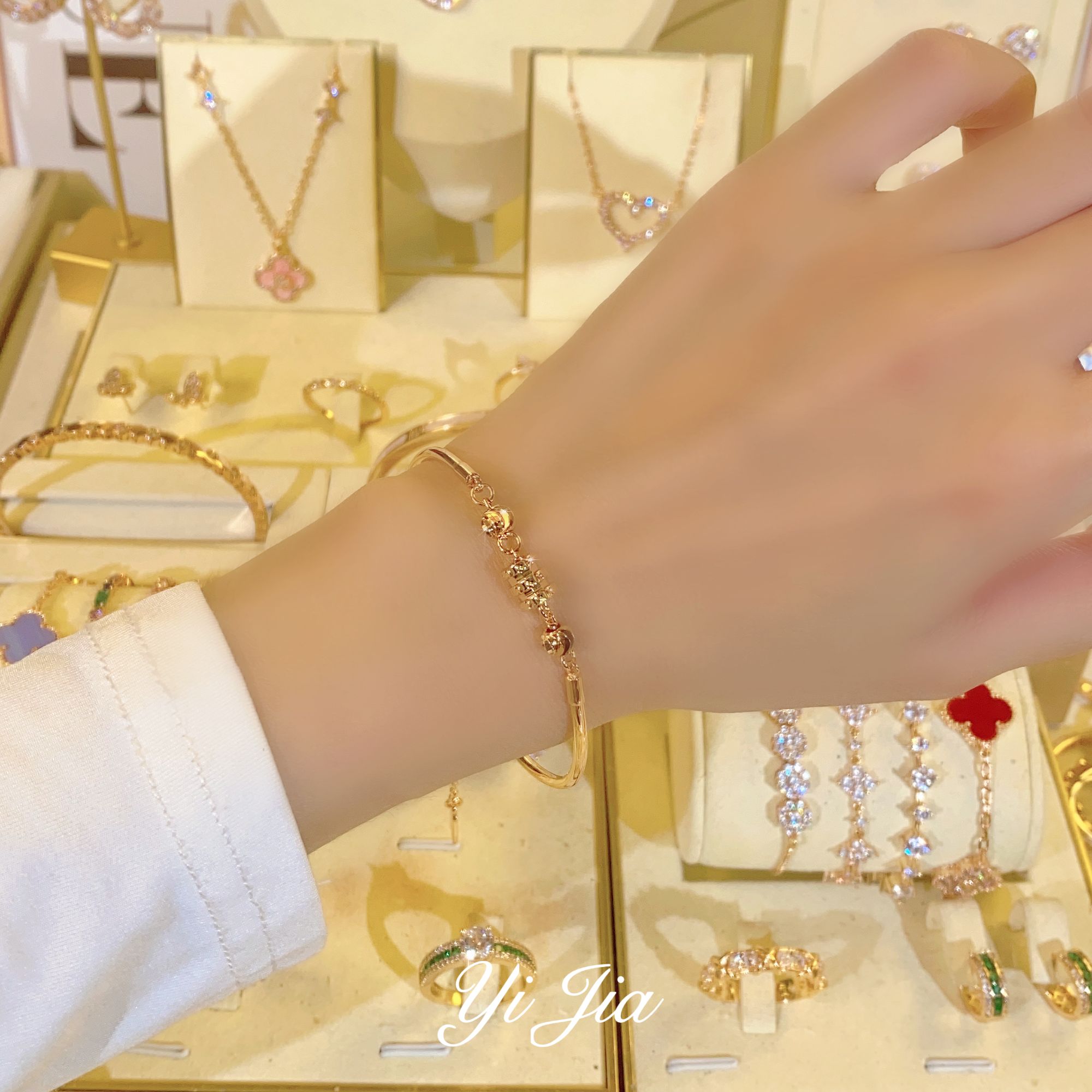 语花印 铜合金合成锆石手链 时尚高定系列小蛮腰手链FS1039气质