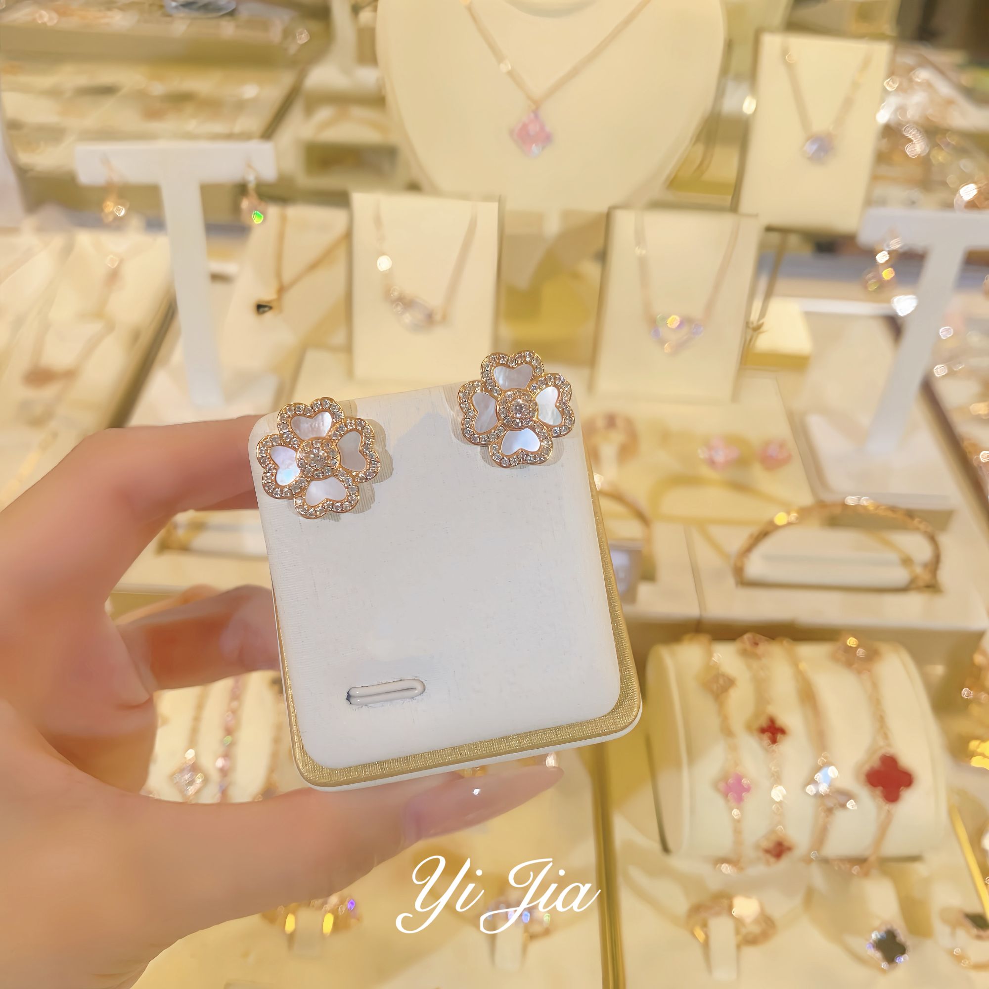 语花印 铜合金贝壳耳饰 时尚高定系列花花耳钉FS1062简约