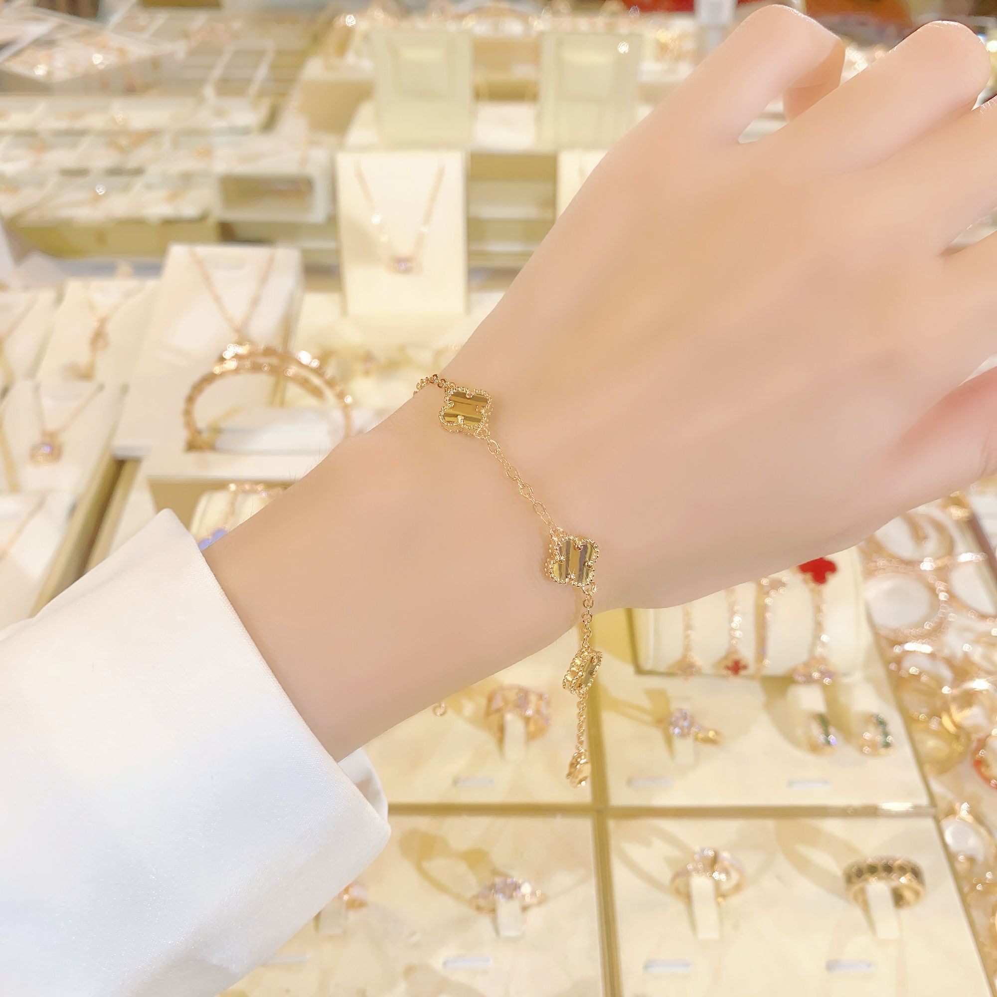 语花印 铜合金手链 时尚高定系列迷你花花手链FS1056小众百搭轻奢