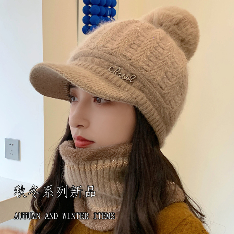 帽子女韩版秋冬天加绒加厚骑车保暖帽冬季护耳针织毛线帽休闲百搭