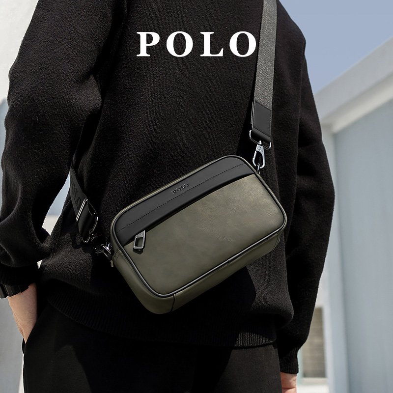 POLO斜挎包男款小包男士单肩包个性撞色新款时尚挎包潮流男包百搭
