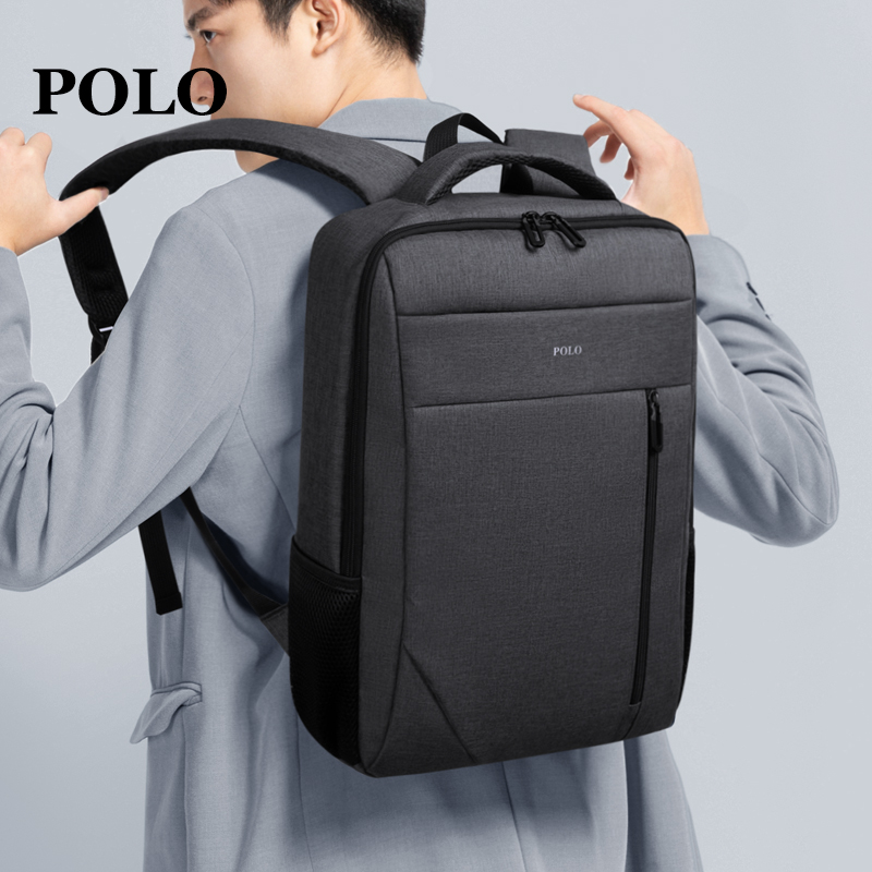 POLO双肩包男士时尚通勤新款休闲商务电脑背包男大容量旅行书包男