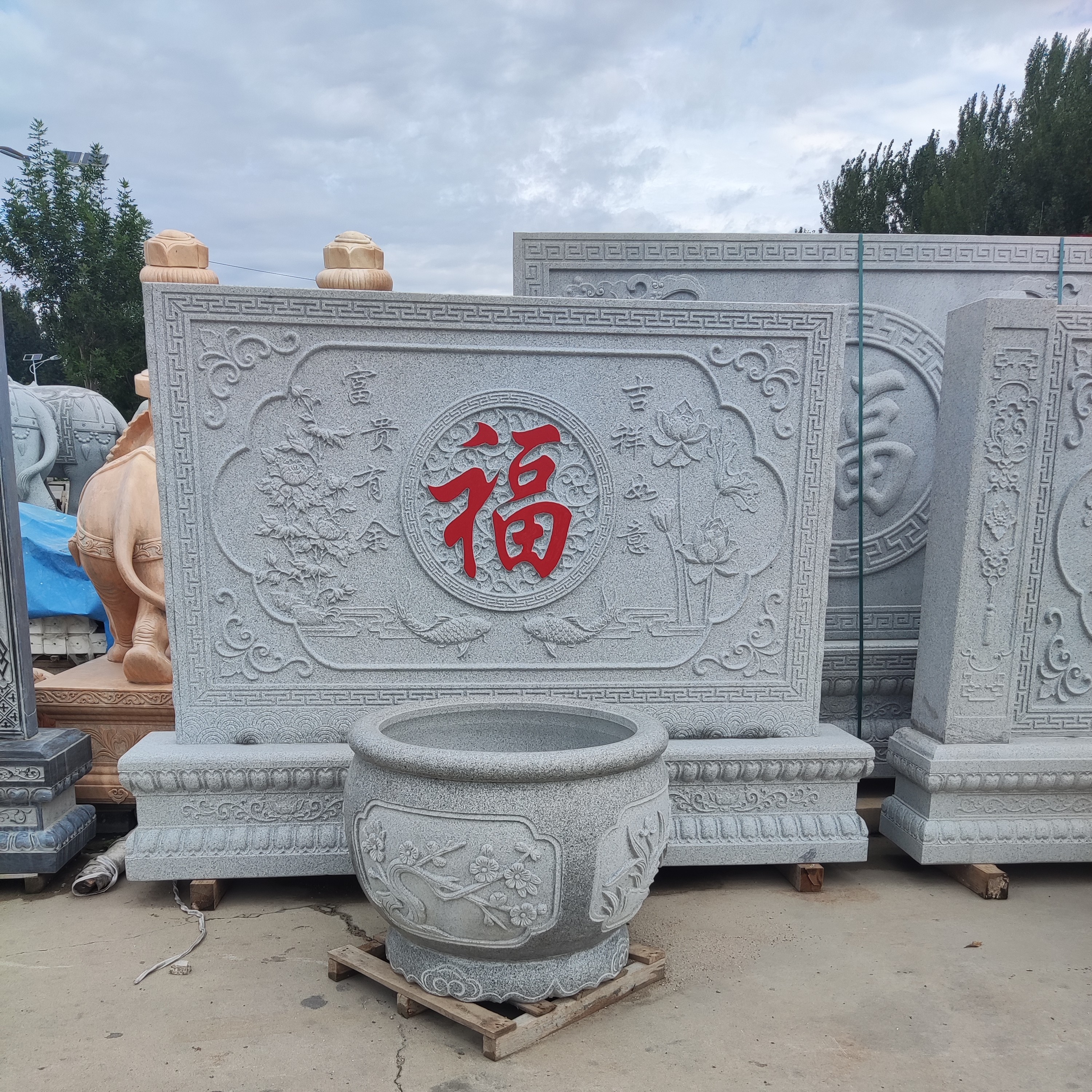 庭院影壁墙 照壁 屏风 影壁 花岗岩影壁 石雕影壁（不包括石缸）