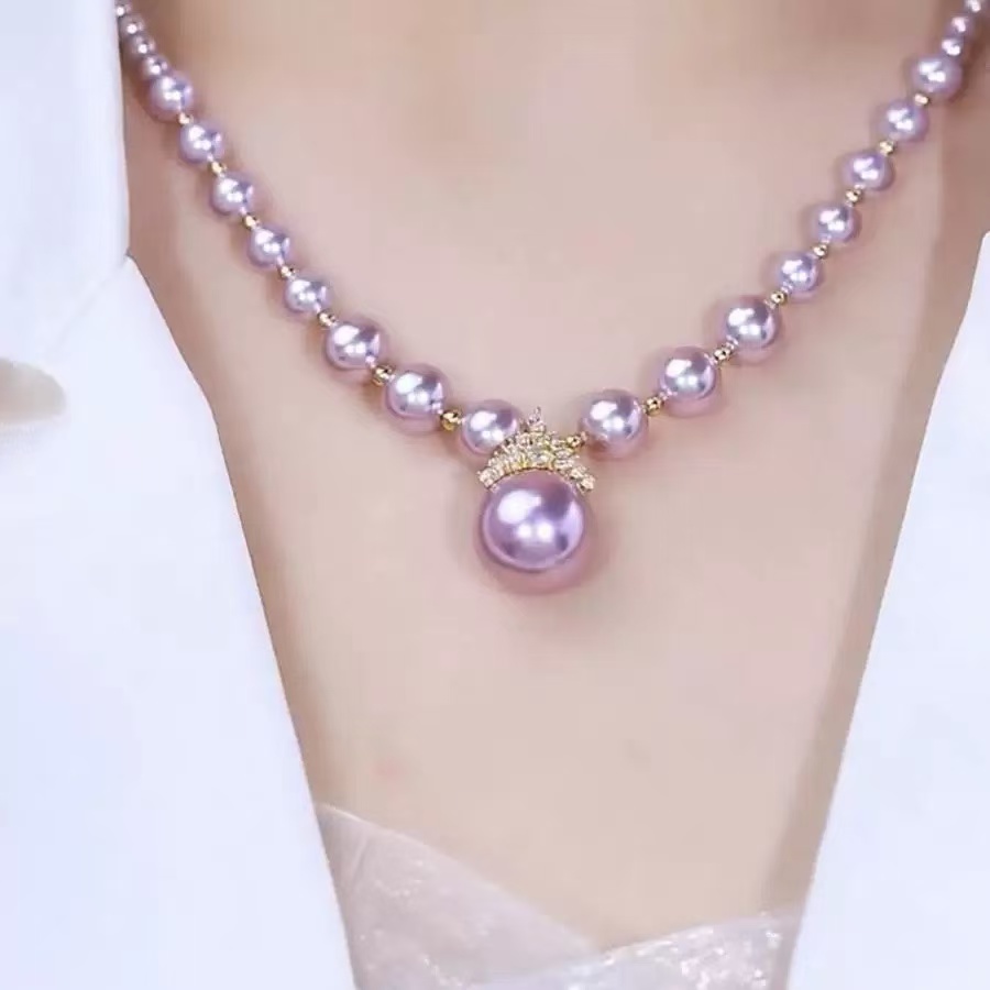 非金属仿珍珠项链 百搭轻奢时尚紫色项链 x12915经典高贵气质