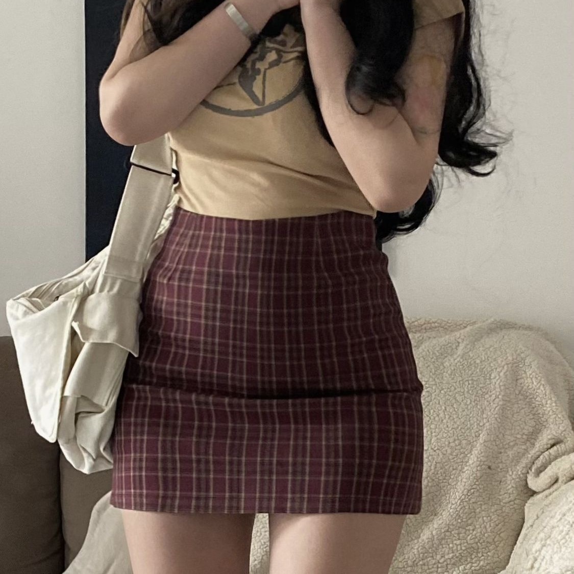 军绿色美式正肩复古印花短袖T恤女夏季圆领辣妹短款爵士舞上衣潮