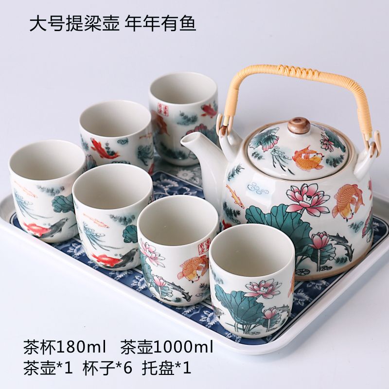 大号泡茶壶家用茶杯套装陶瓷茶壶整套青花瓷功夫茶具套装大容量