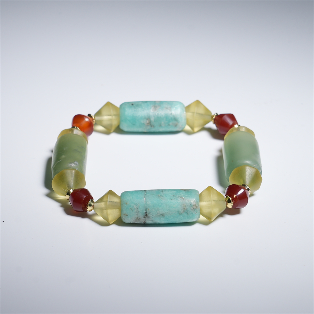 lot122121 明代 天河石、地方玉 手串【古董拍卖】