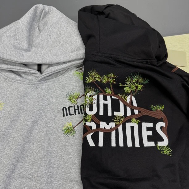 A西美式复古宽松迎客松重磅刺绣连帽卫衣男女秋冬新款