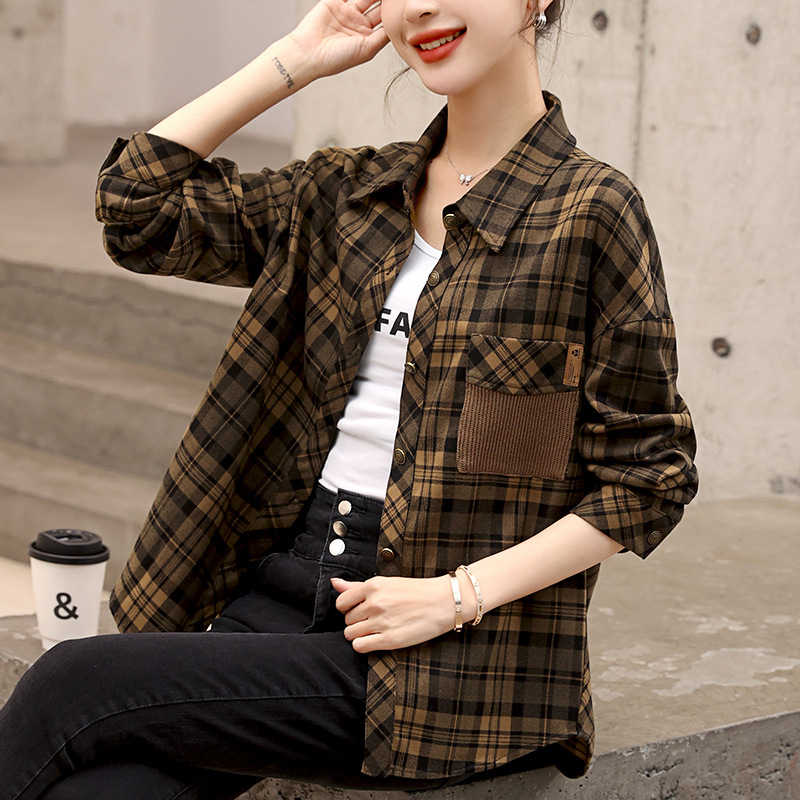 1613时尚百搭韩系衬衫女2024春秋新款小个子洋气减龄大码长袖上衣