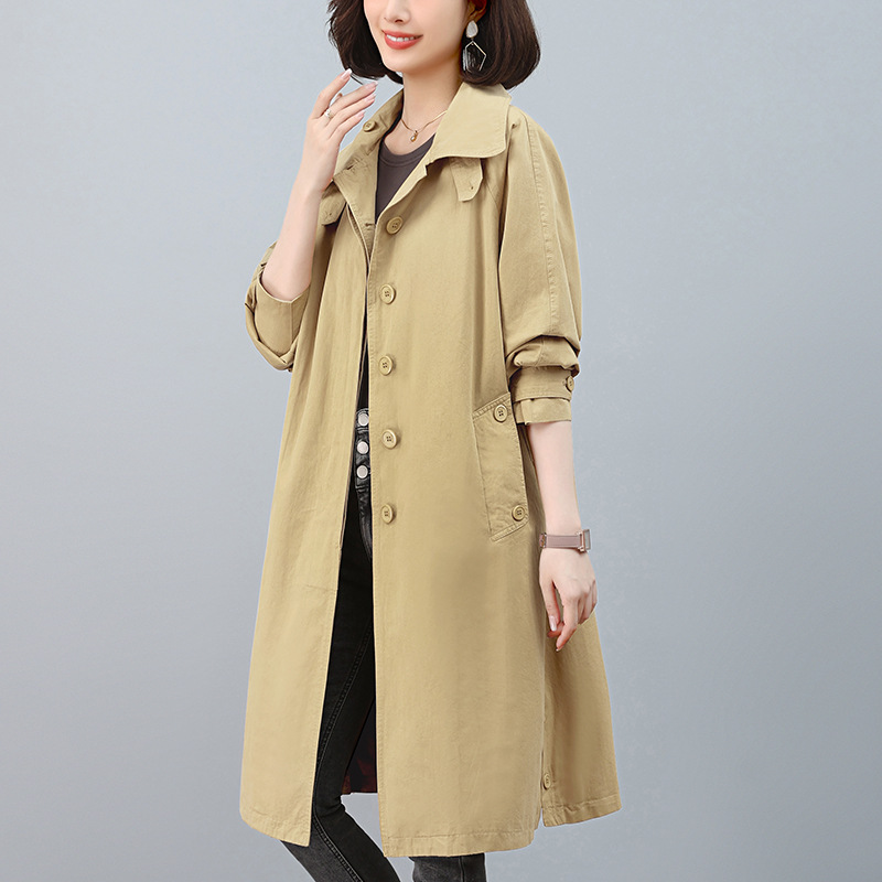8919风衣外套女春秋2024新款宽松大码气质休闲中长款纯棉女款大衣