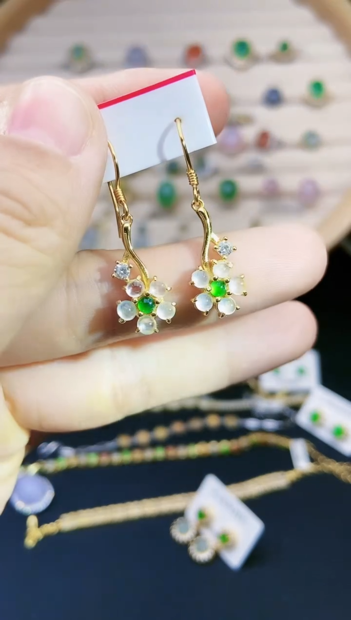 【闪购商品】翡翠耳饰银S925镶嵌11111111