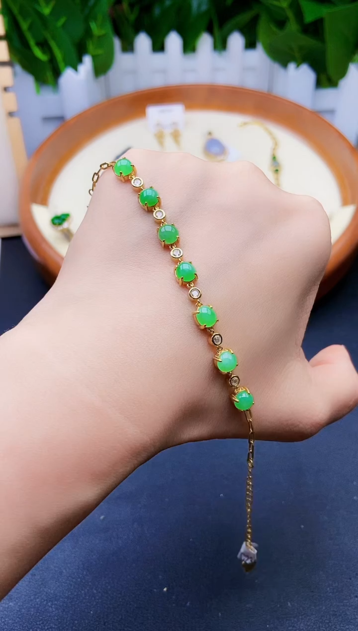 【闪购商品】翡翠手链银S925镶嵌1