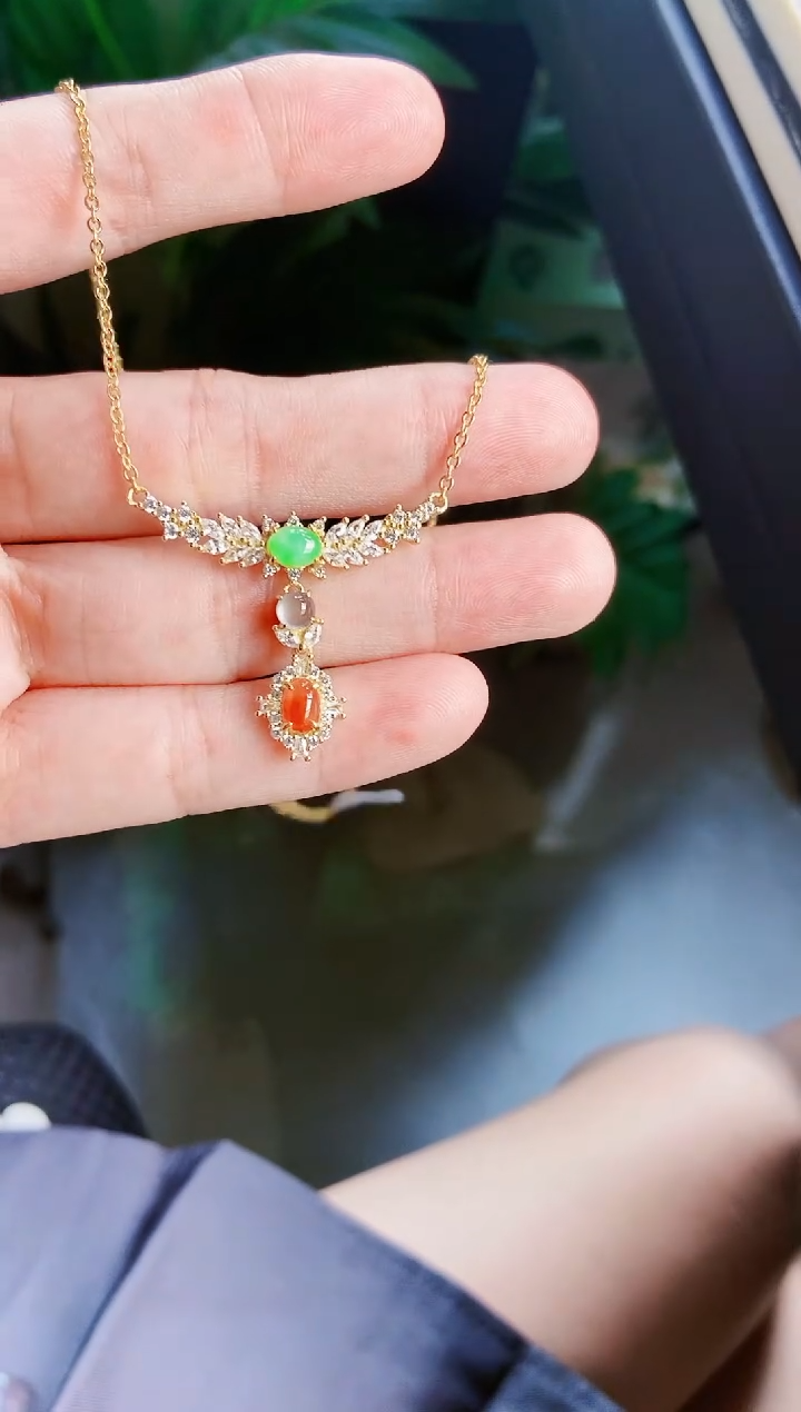【闪购商品】翡翠颈饰银S925镶嵌15151