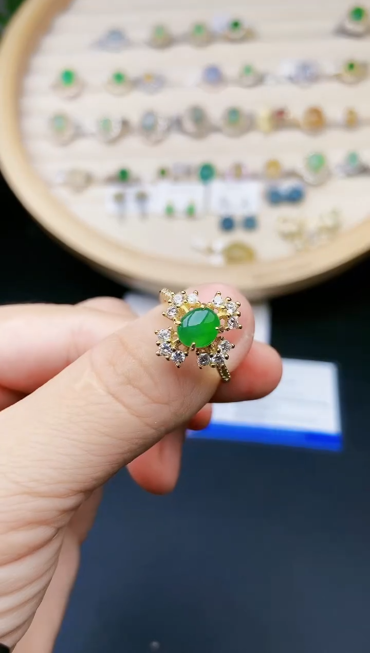 【闪购商品】翡翠戒指银S925镶嵌1515151