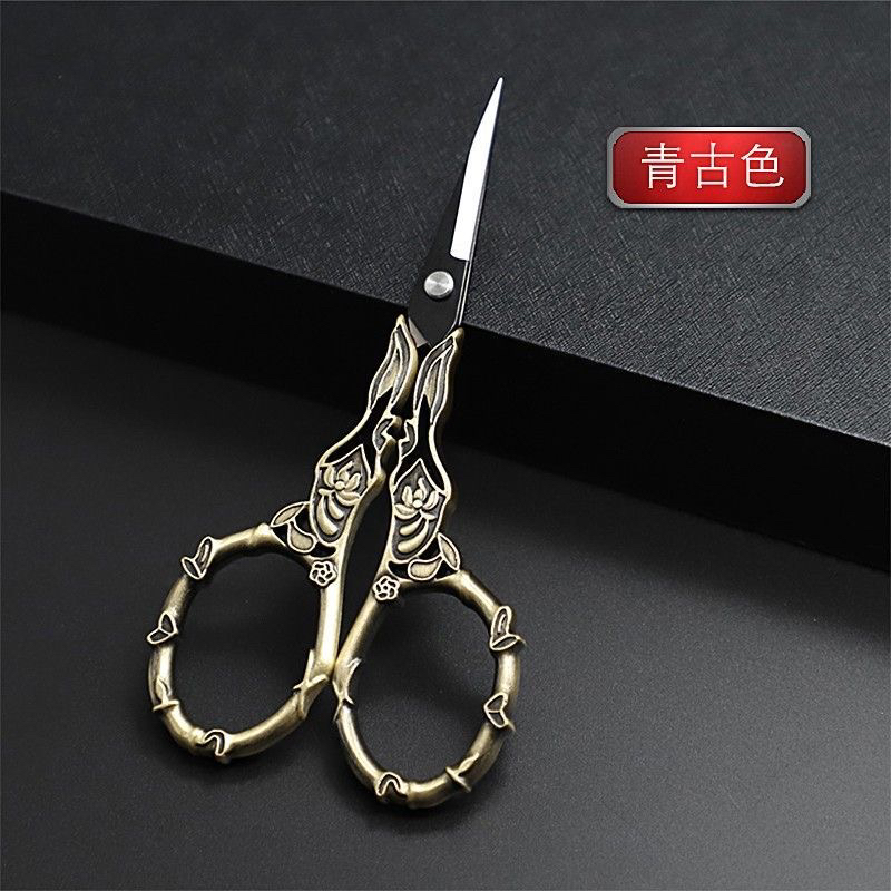 【竹节】家用锋利剪刀手工剪纸专用便携不锈钢小号学生尖头剪子