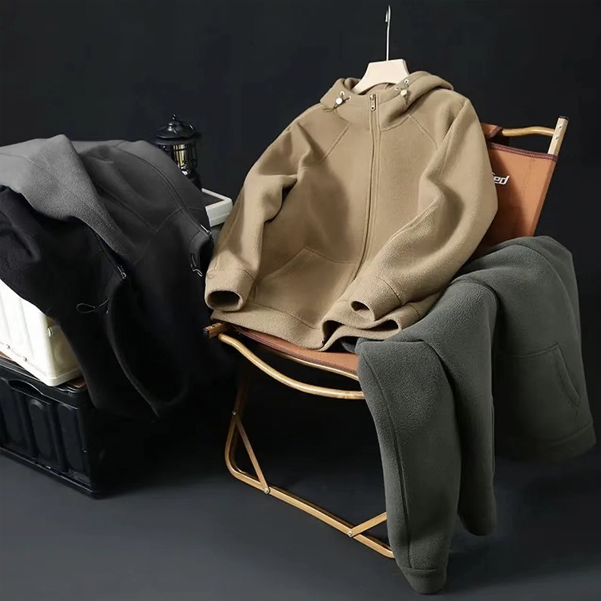 600克重磅休闲男外套摇粒绒外套连帽男女同款百搭休闲外套韩版-怡