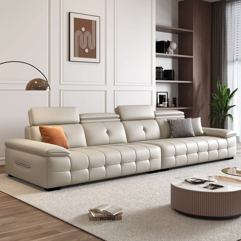 意式极简奈迪芬真皮沙发现代简约客厅单人位三人四人位劳伦斯沙发