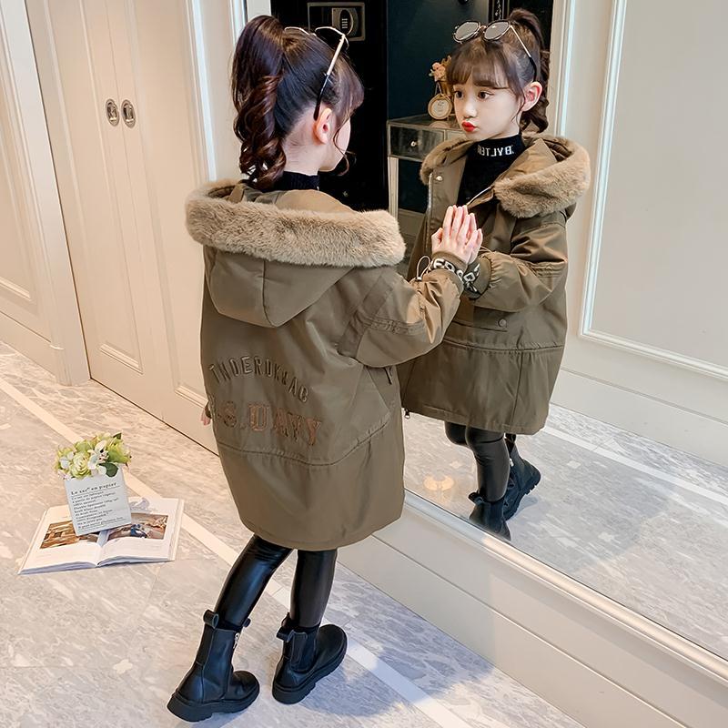 女童外套秋冬2023新款洋气儿童棉衣加绒冬装棉服女孩大童装派克服