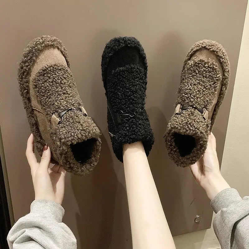 厚底雪地靴女冬季百搭东北平底休闲加绒保暖棉鞋毛毛鞋外穿
