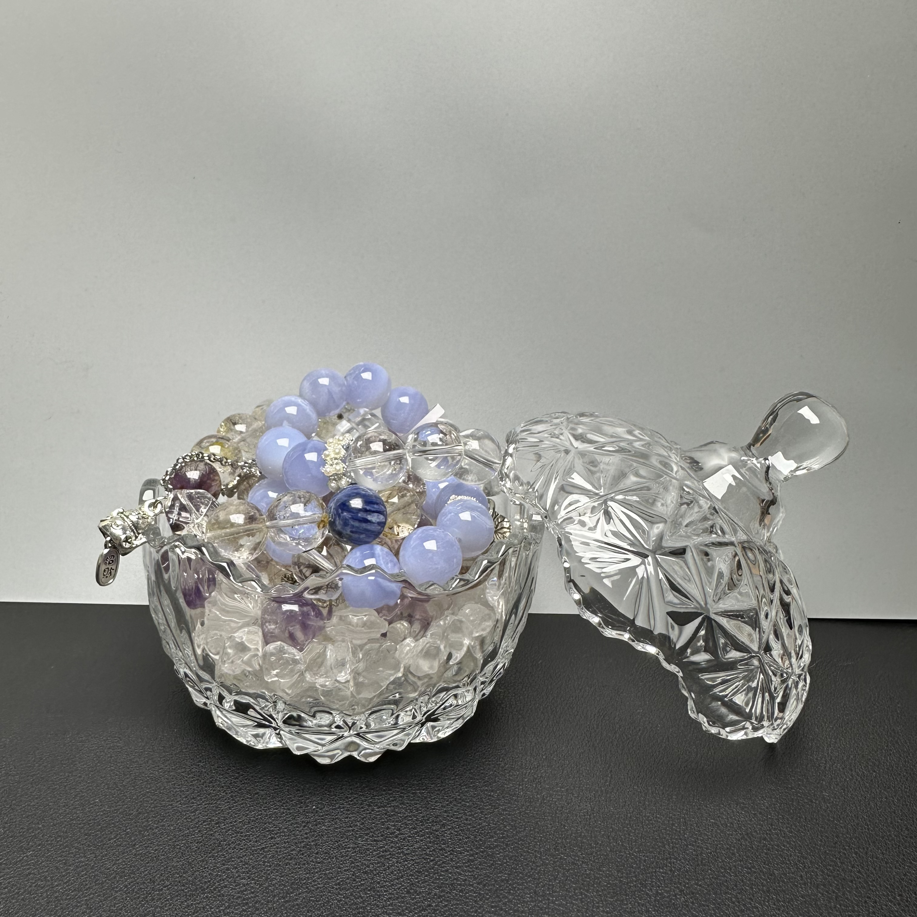 水晶消磁碗➕天然优质白水晶消磁碎石 净化