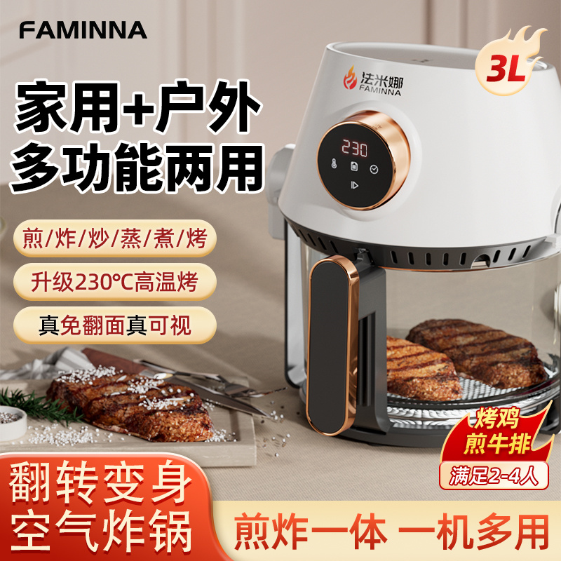 多功能翻转空气炸锅可视两用电烤煎炒轻油低脂户外小型烤箱薯条机