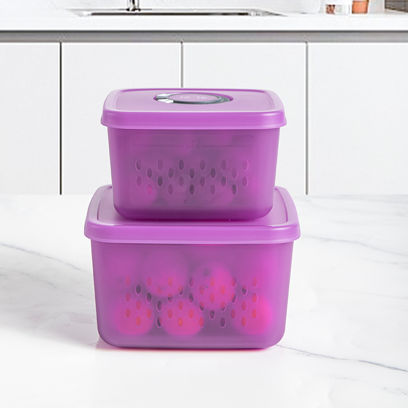 精铸时空溯源小鲜盒800ml+1500ml沥水计时保鲜家用厨房冰箱收纳盒