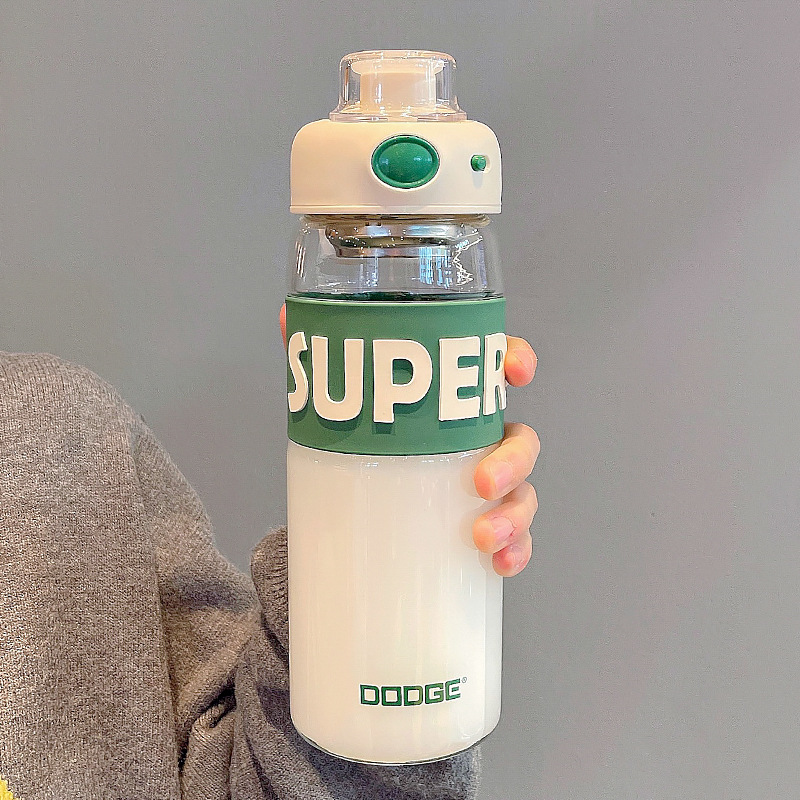 曲映媄大容量玻璃杯简约网红水杯茶水分离高颜值饮水杯运动直饮杯