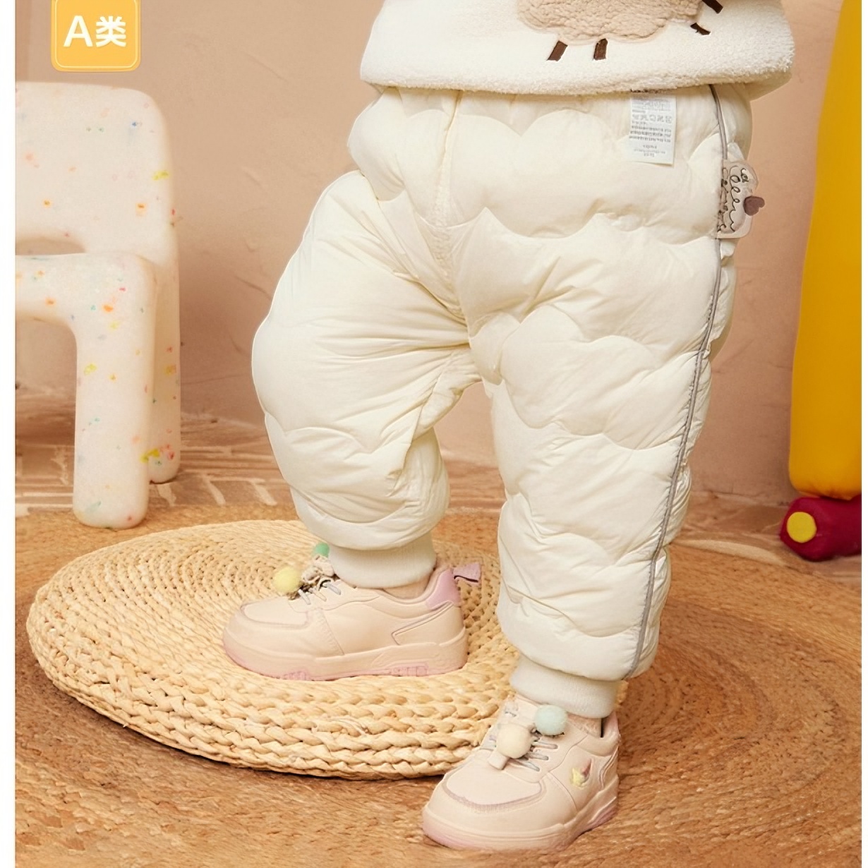 【侧边织唛】婴幼儿童羽绒裤男童长裤女童裤子2023新款保暖高腰护肚