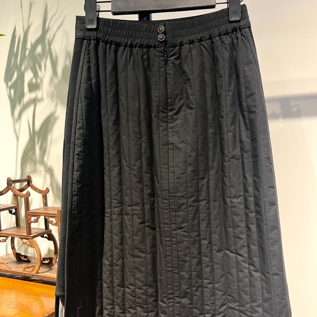 原创设计.黑色棉裙长款高端半裙半身裙冬季夹棉秋冬QH-2522101