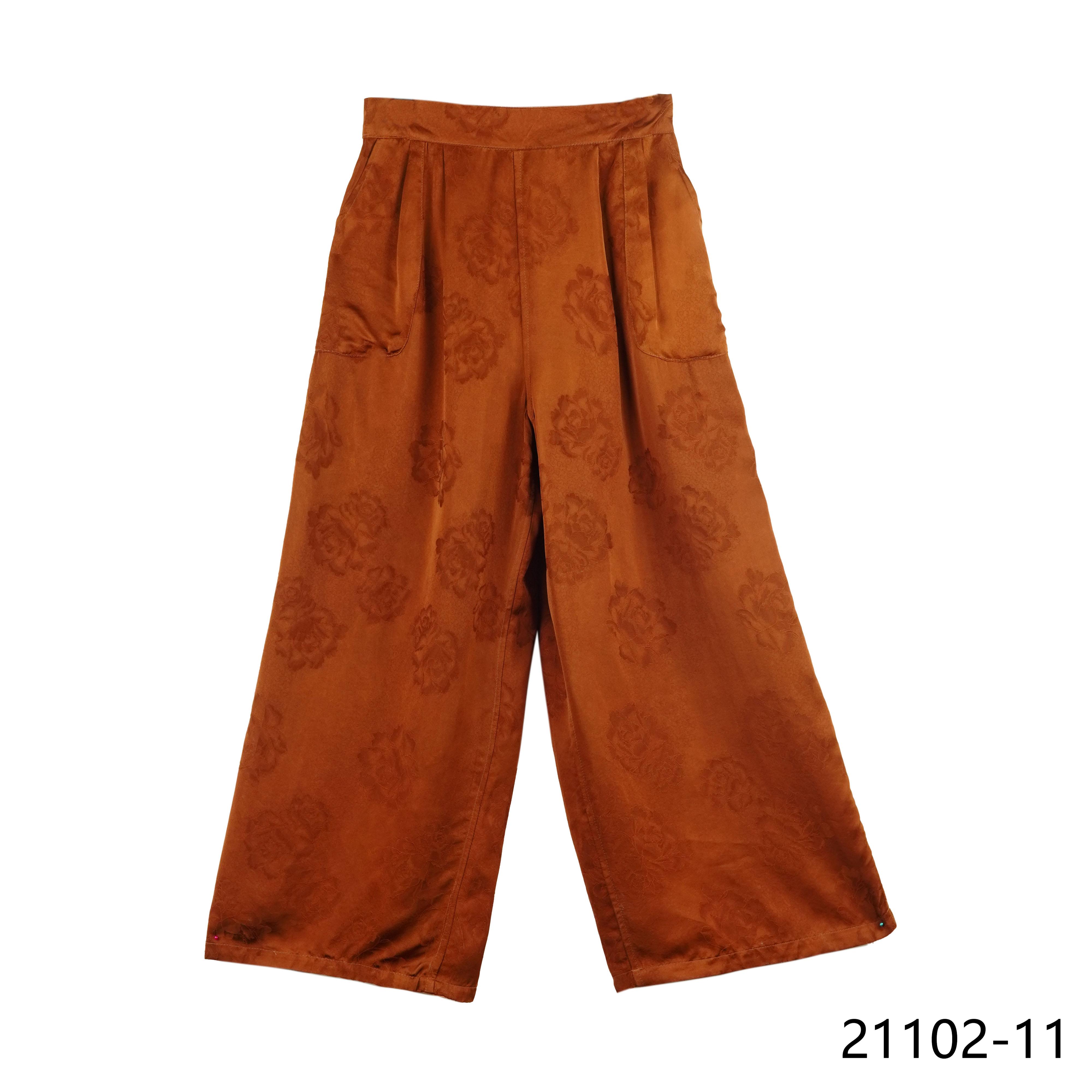 YZ 2025春夏新款双面穿南瓜色透气修身阔腿裤 21102-11