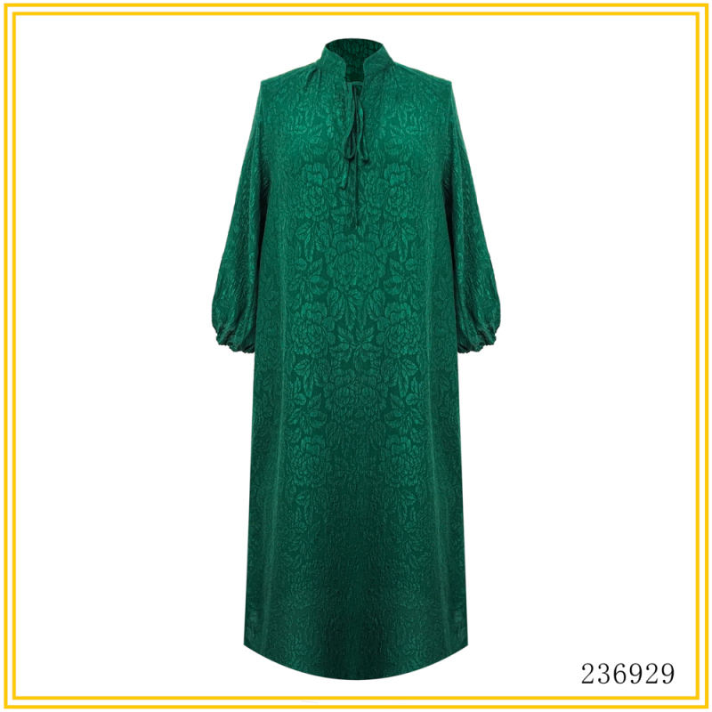 PP  2025新款时尚女士祖母绿重磅冠乐绉大牡丹连衣裙 236929