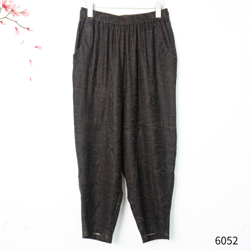 YZ 新款弹力松紧腰前后穿四口袋灯笼小脚裤6052