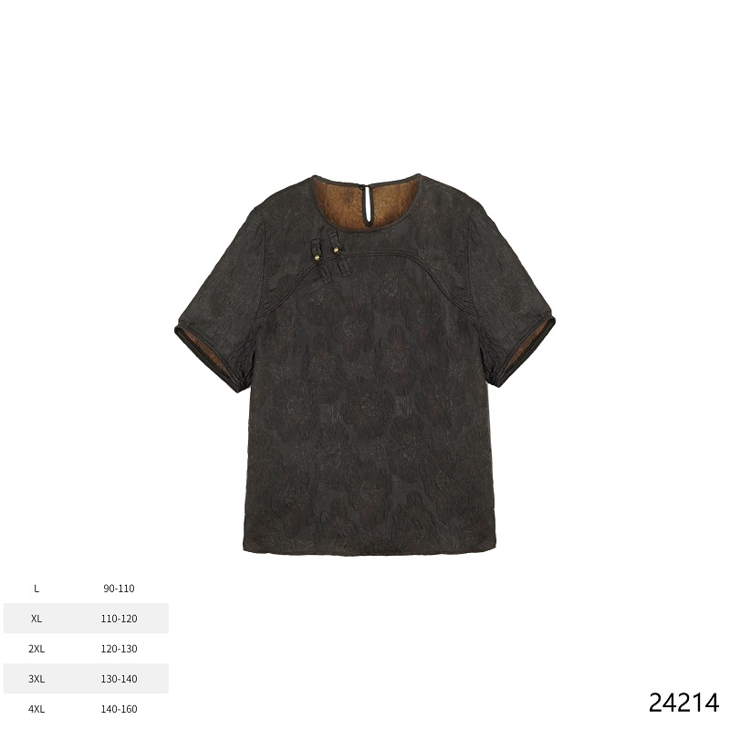 XY  2025春夏新款牡丹花冠乐绉新中式圆领上衣24214