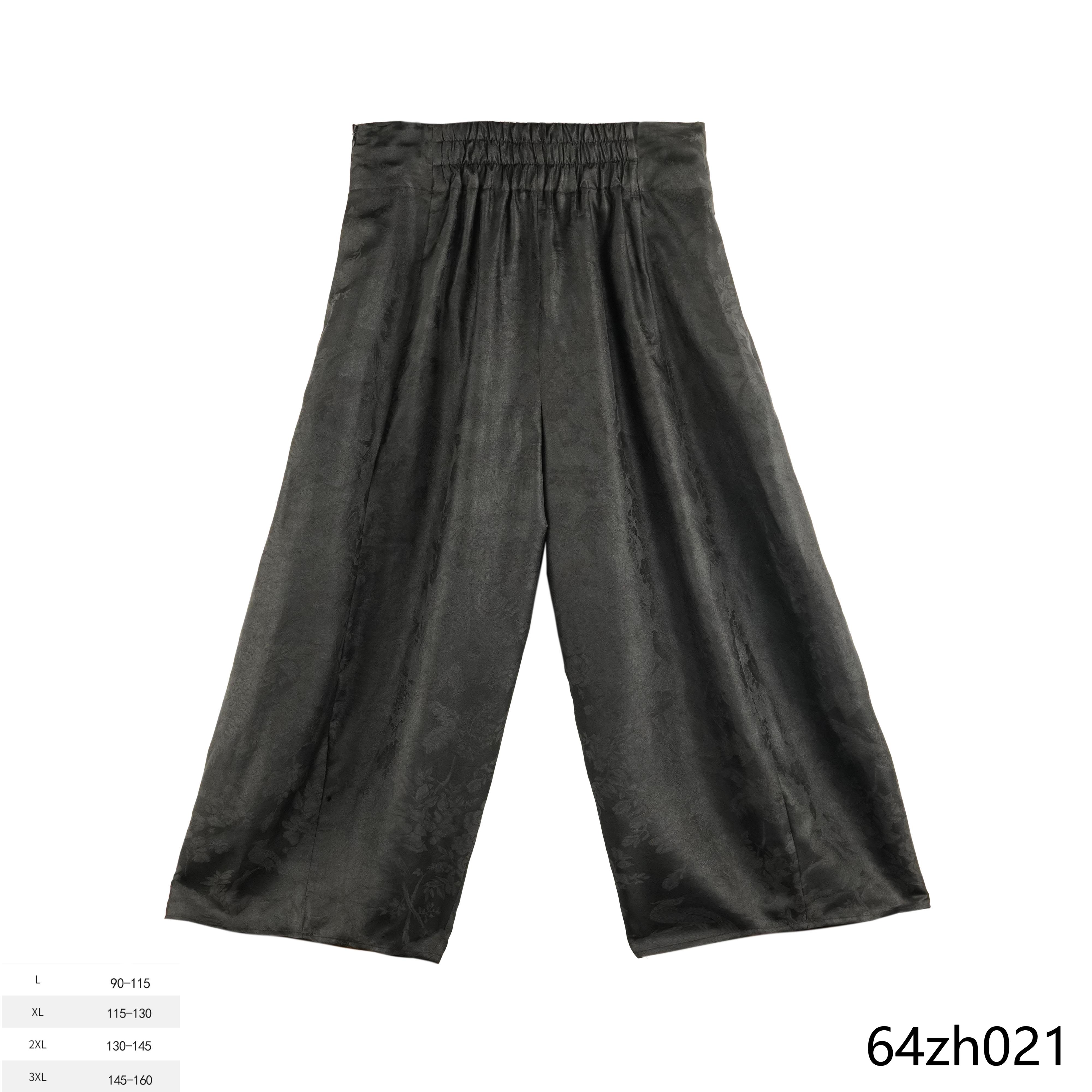 LL2025春夏新款国色天香牡丹争艳黑色灯笼裤 64zh021