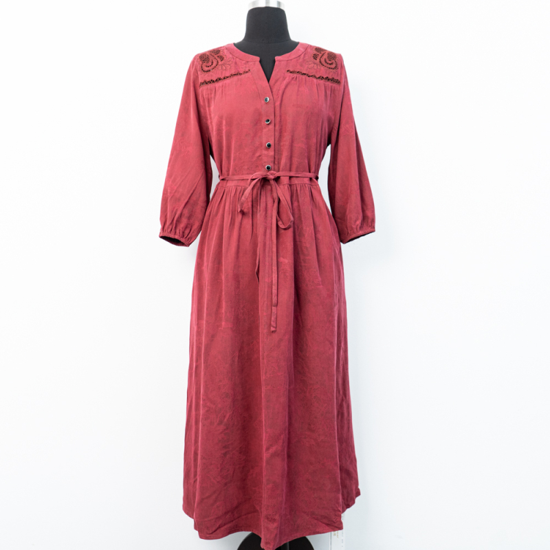 MM 新款绢纺剪纸工艺红色连衣裙236855