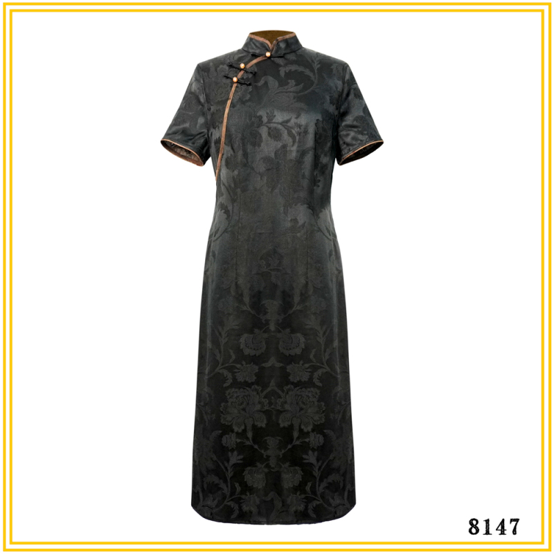 YZ 2025新款国风桑蚕丝花萝时尚气质修身旗袍款连衣裙8147