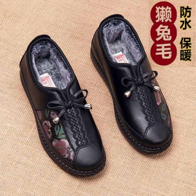 妈妈棉鞋女老北京布鞋兔毛中老年棉鞋保暖奶奶鞋软底防滑老人短靴