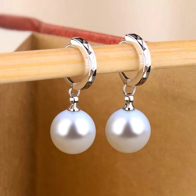 925银耳饰 纯银贝珠耳环女气质韩国耳饰名媛中长款防过敏耳钉耳坠