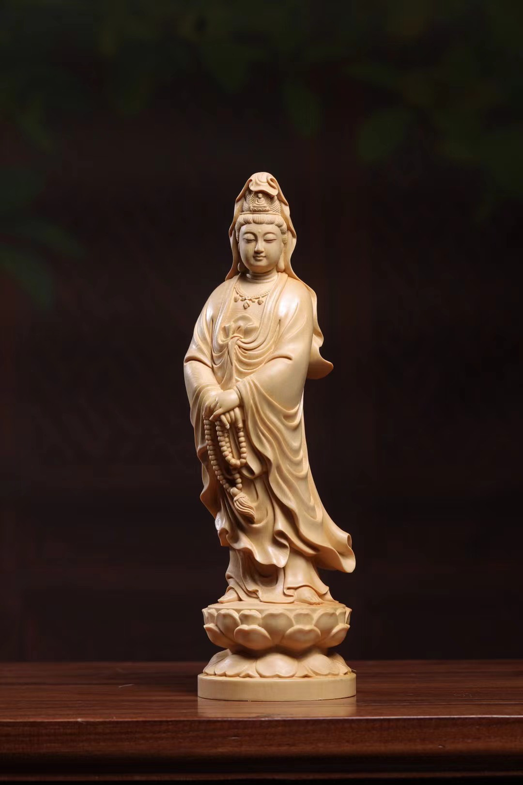 桧木木雕南无阿弥陀佛摆件实木家居客厅雕刻手工艺品人物佛像观音