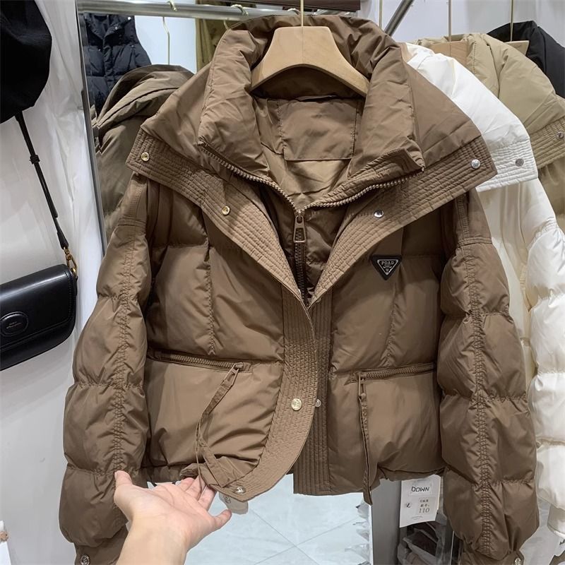 CxcvcK欧货羽绒服女加厚面包服2023冬季新款设计感假两件棉衣外套