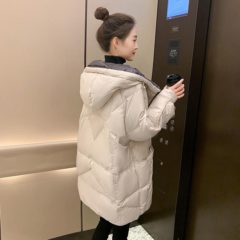 CxcvcK精品羽绒服女新款冬季韩版时尚中长款90白鸭绒小个子加厚外