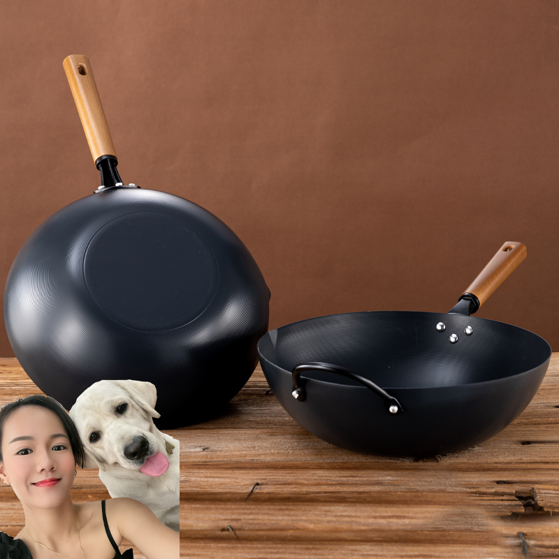 不用开锅极铁炒锅32.34.36.40厨房家用炒菜煎鱼加厚不粘锅免开锅