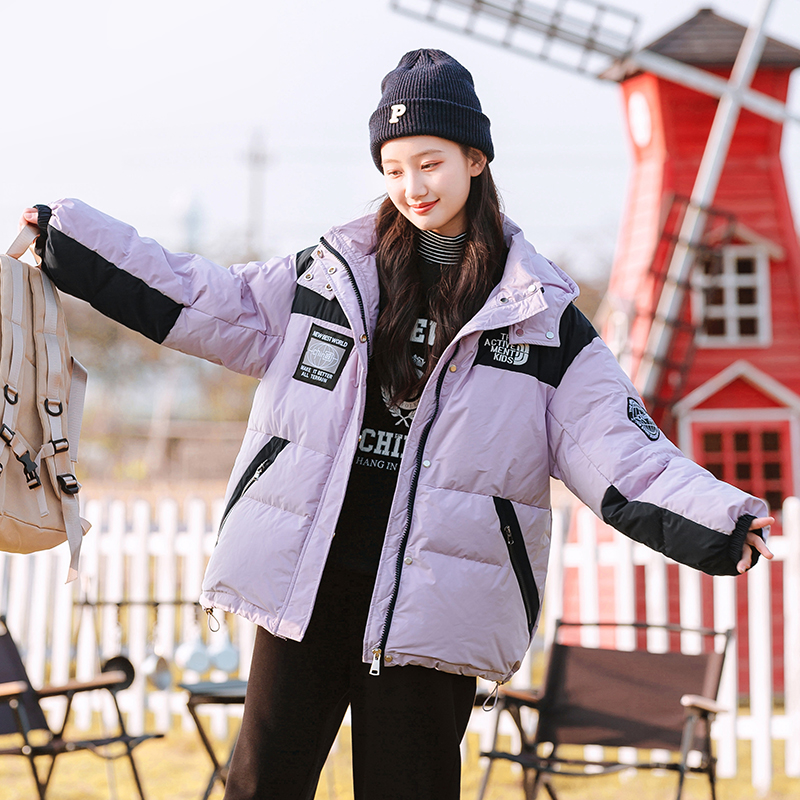 工装羽绒服冬季少女大童初中学生冬装高中女生短款加厚外套