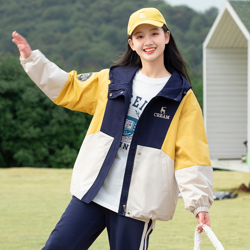 初中学生外套2025年春季新款高中女生春秋装少女孩风衣拼接