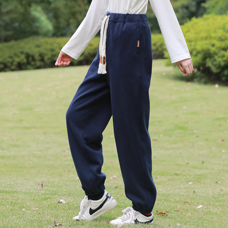 初中学生运动裤加绒加厚冬季少女学生冬装高中女生长裤子束脚裤