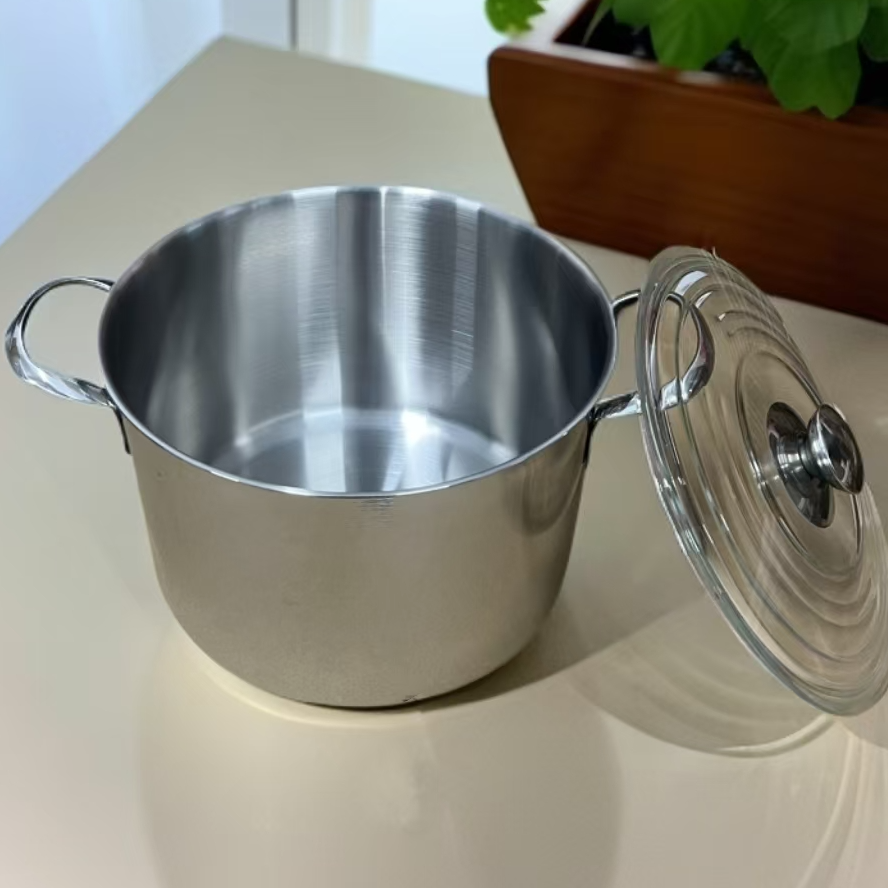 24X17.5CM 高货汤锅油炸锅不锈钢炖煮煲汤锅家用厨房两用小高锅