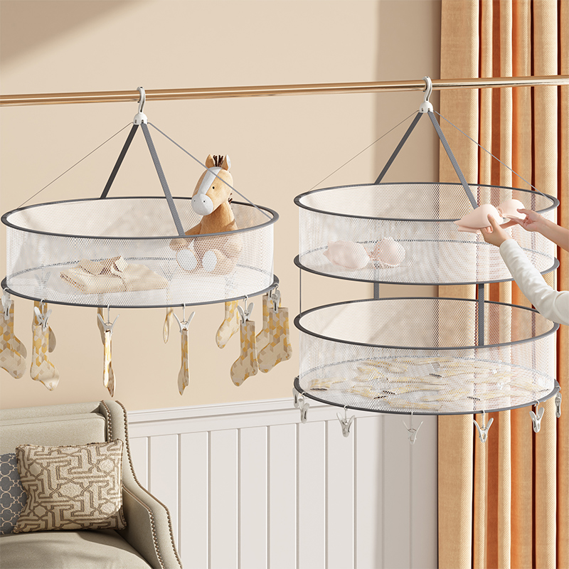 晾衣网晒袜子神器晾衣篮晾晒阳台防风双层晒衣架晾衣服袜架晒衣网